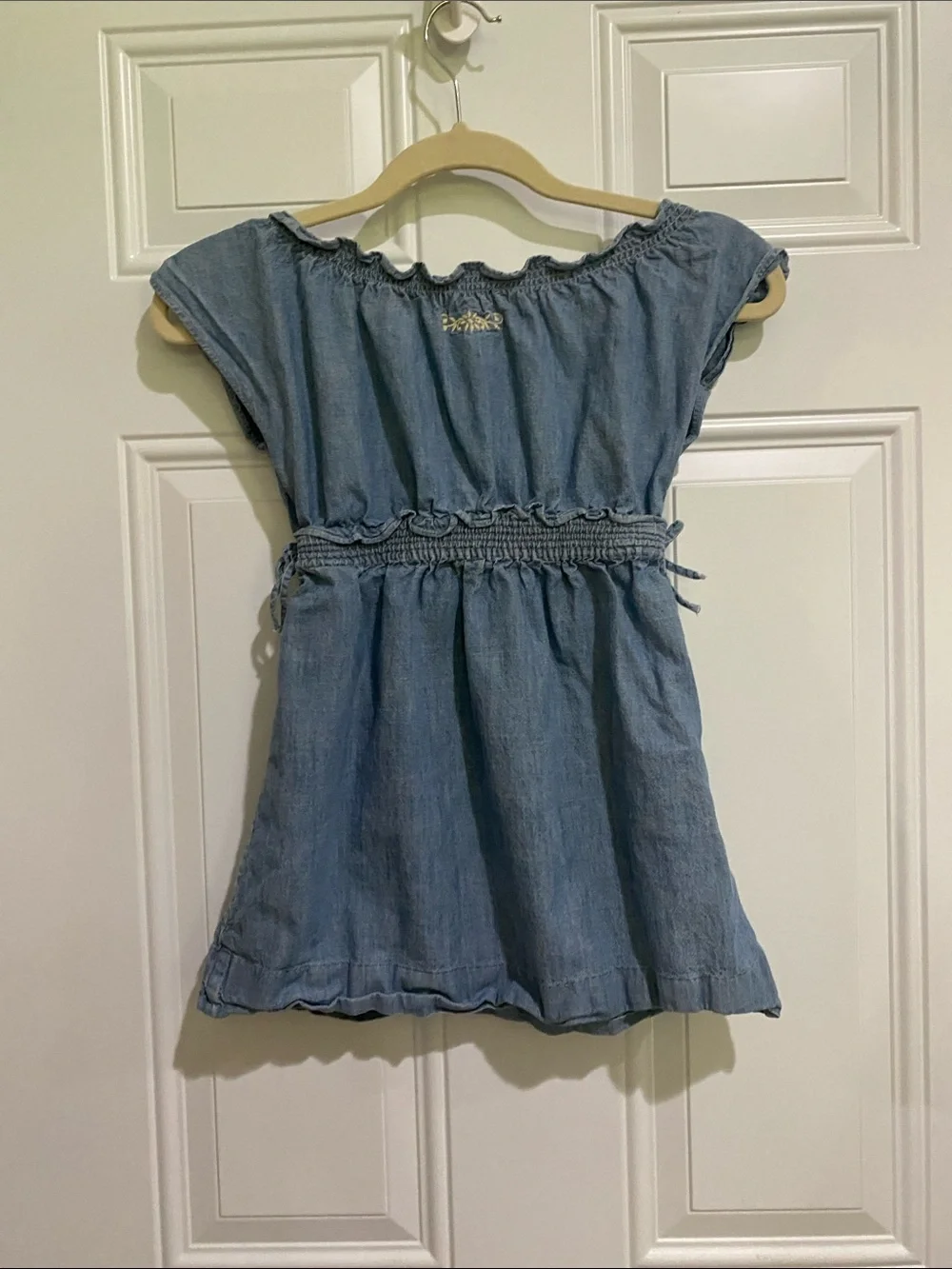 Ralph Lauren Light Blue Denim Embroidered Waist-Drawstring Dress